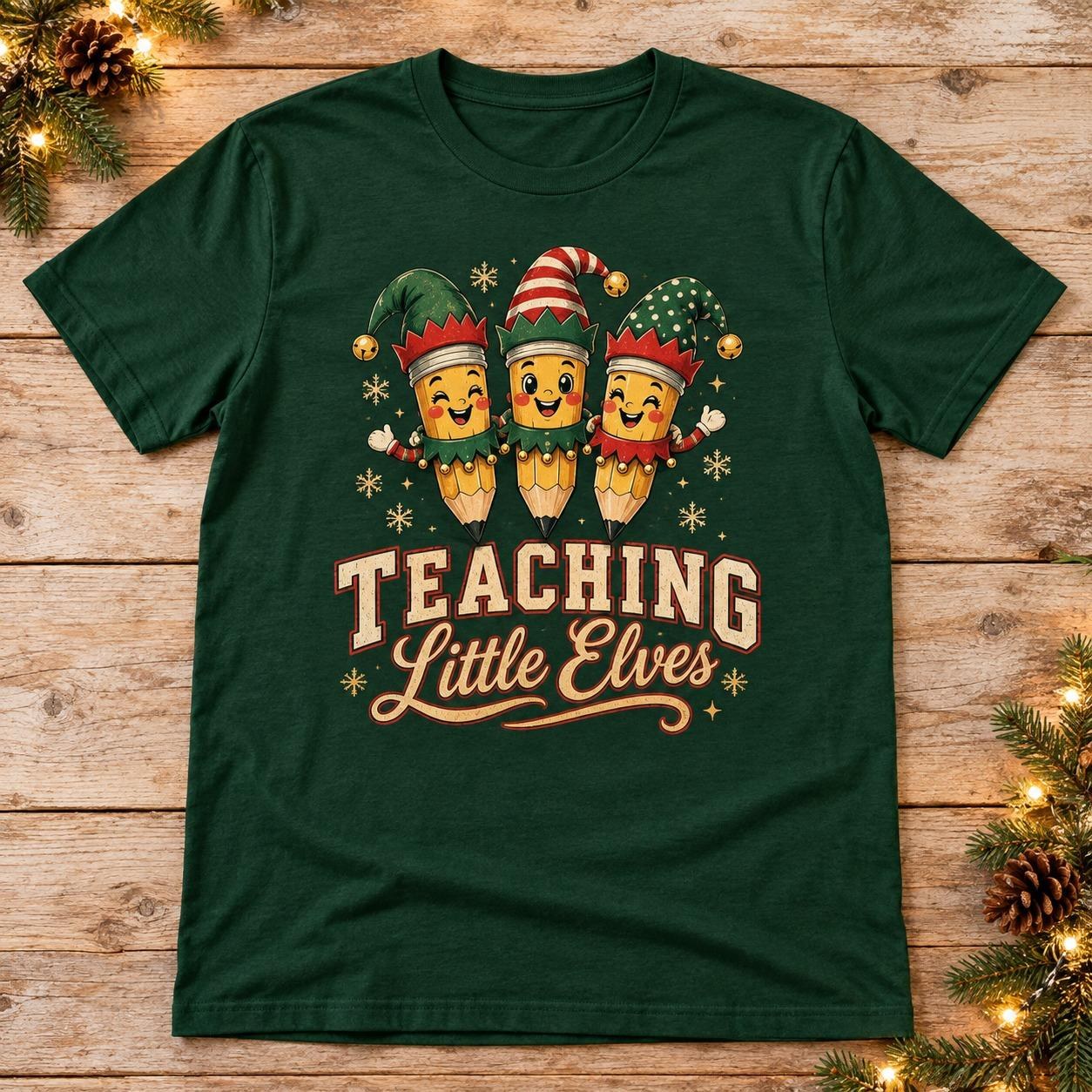 Teaching Little Elves Christmas Teacher Shirt, Festive Classroom Holiday Tee