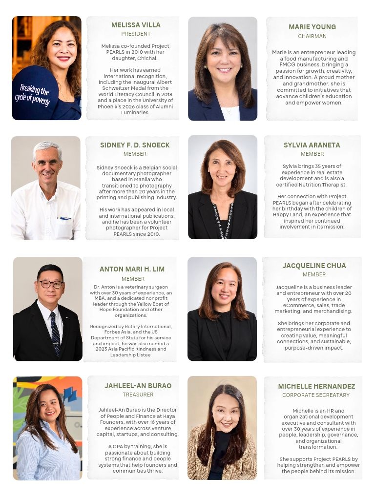 Portraits and biographies of Project PEARLS Philippines Board members