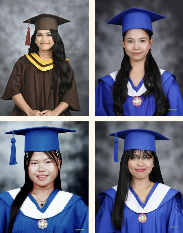 Four Project PEARLS scholars celebrating their graduation