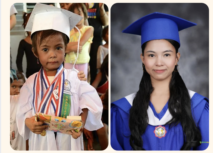 A Project PEARLS scholar at graduation as a child and as a young adult