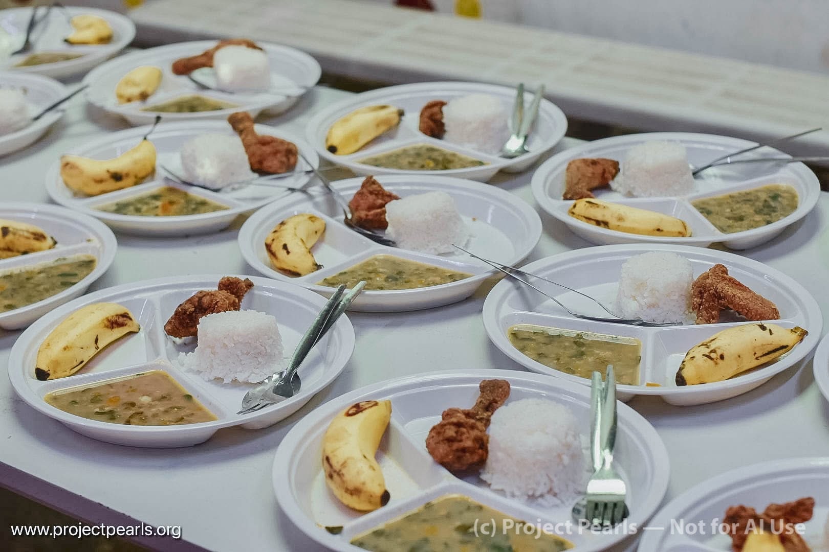 Plates of nourishing meals prepared for children through Project PEARLS