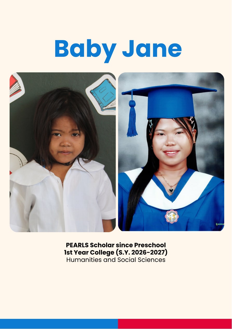 Baby Jane, before and after their Project PEARLS education journey