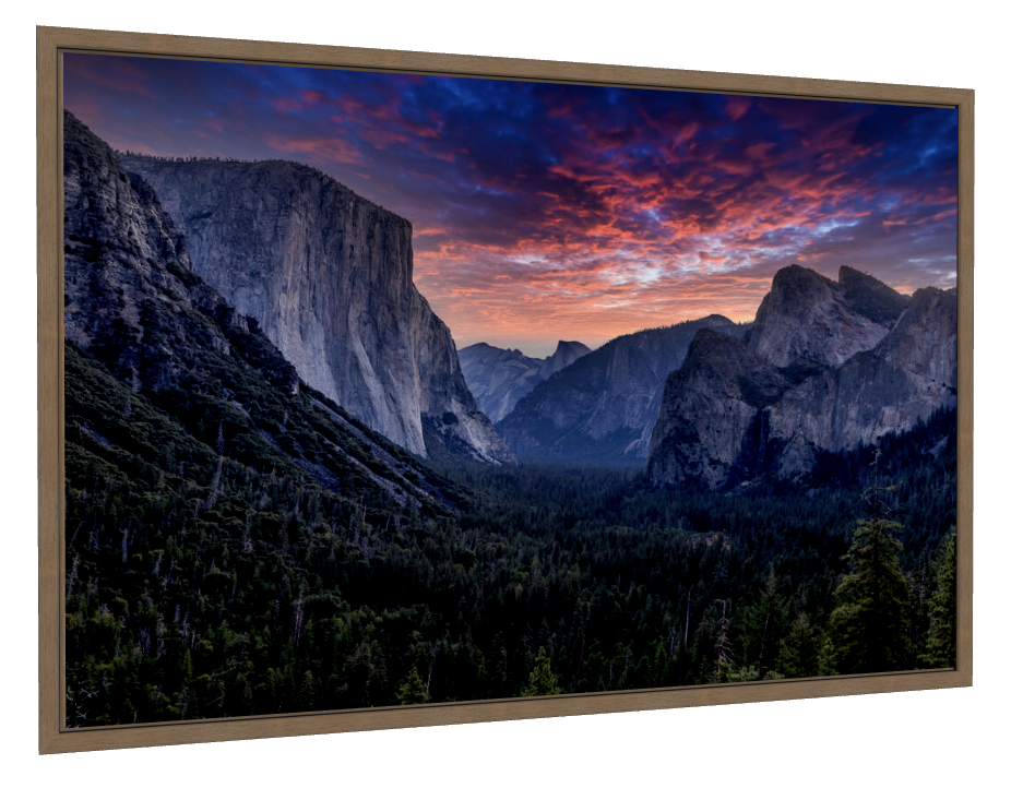 Yosemite Valley photograph in a natural wood frame