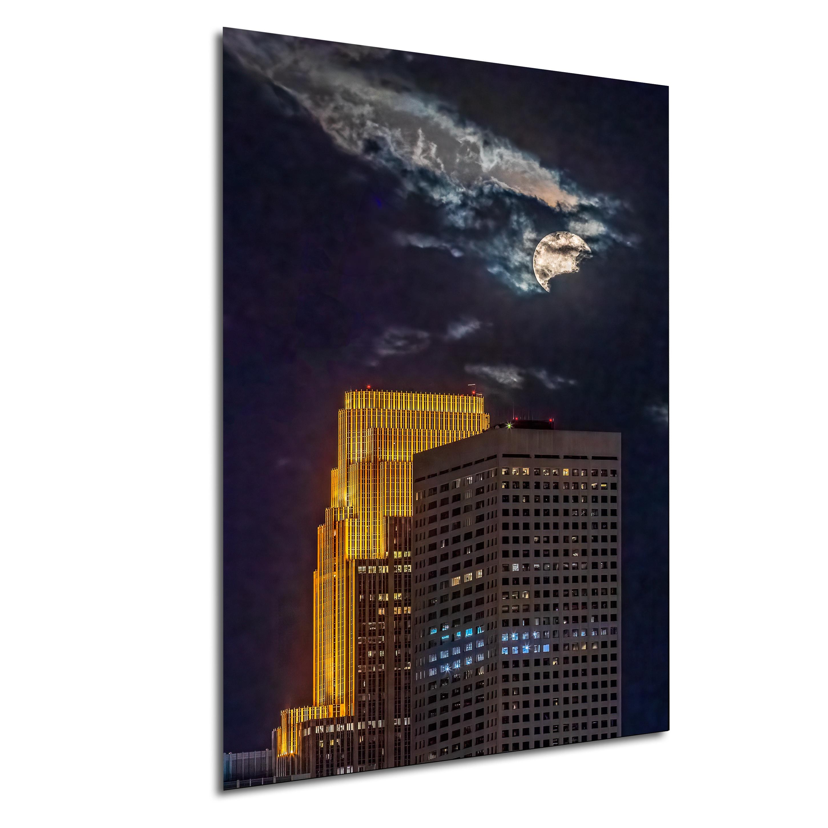 Minneapolis Skyline Art Print, Full Moon Over Wells Fargo Center