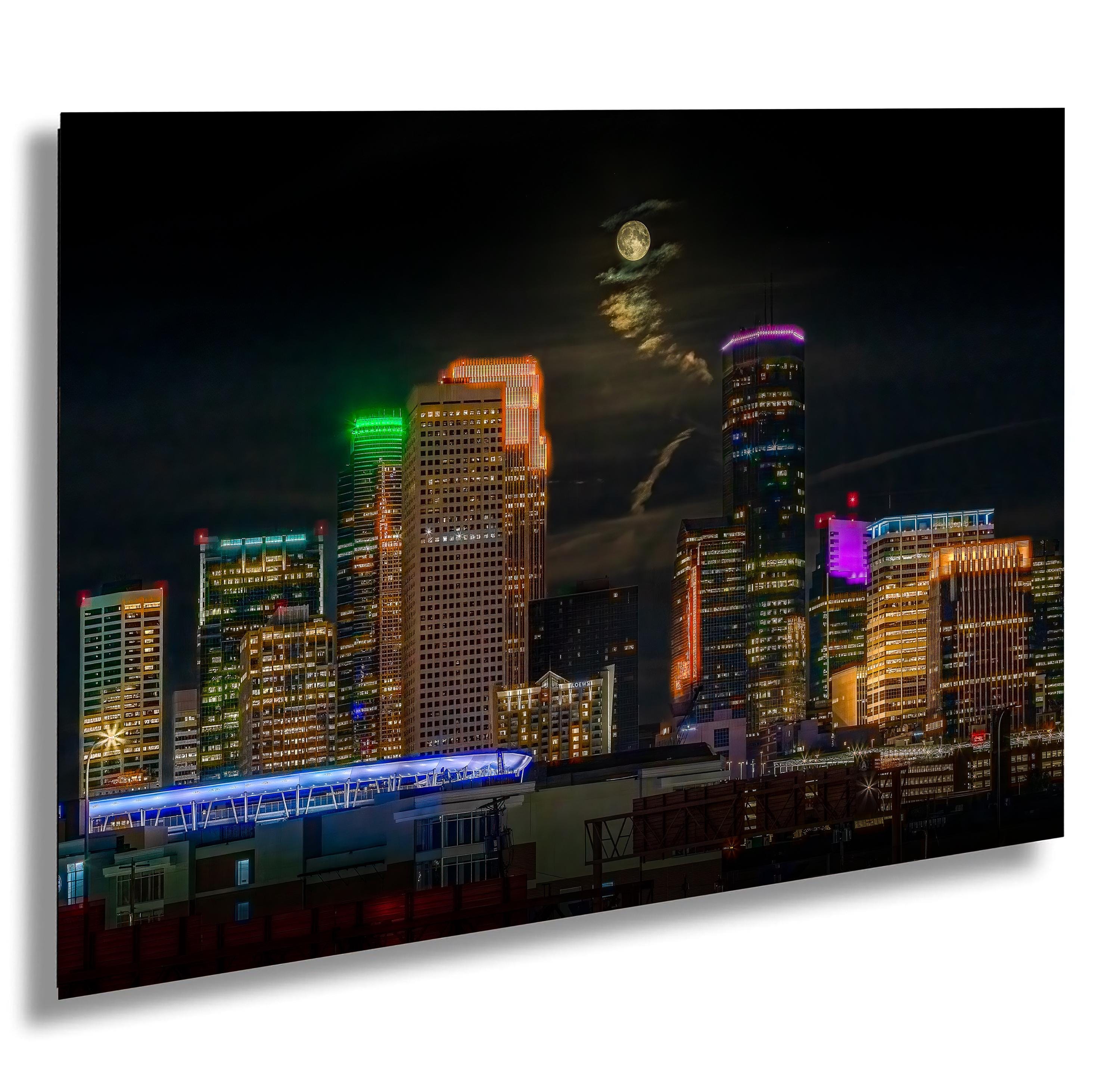Minneapolis Skyline Print: Target Field, Full Moon, Minnesota Wall Art