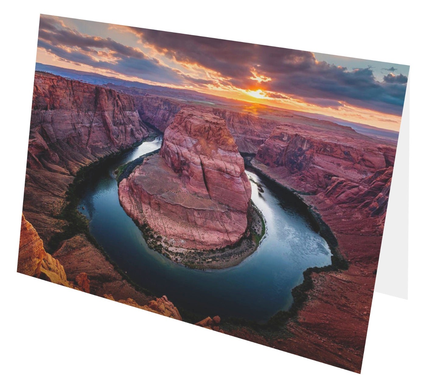 Horseshoe Bend Sunset with Colorado River below, Page Arizona - Greeting Card