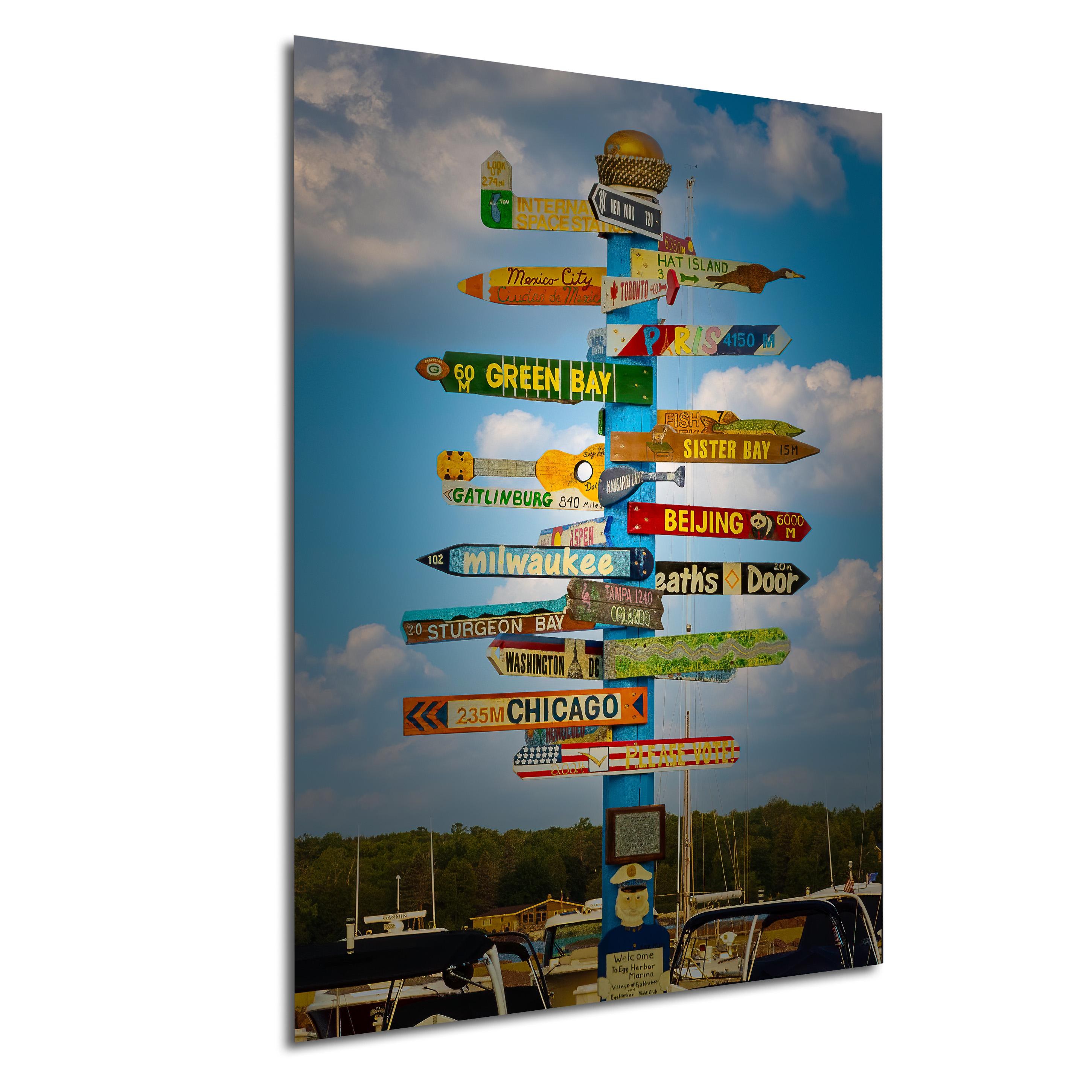 Egg Harbor Marina Signpost Print: Door County, Wisconsin Destination Art