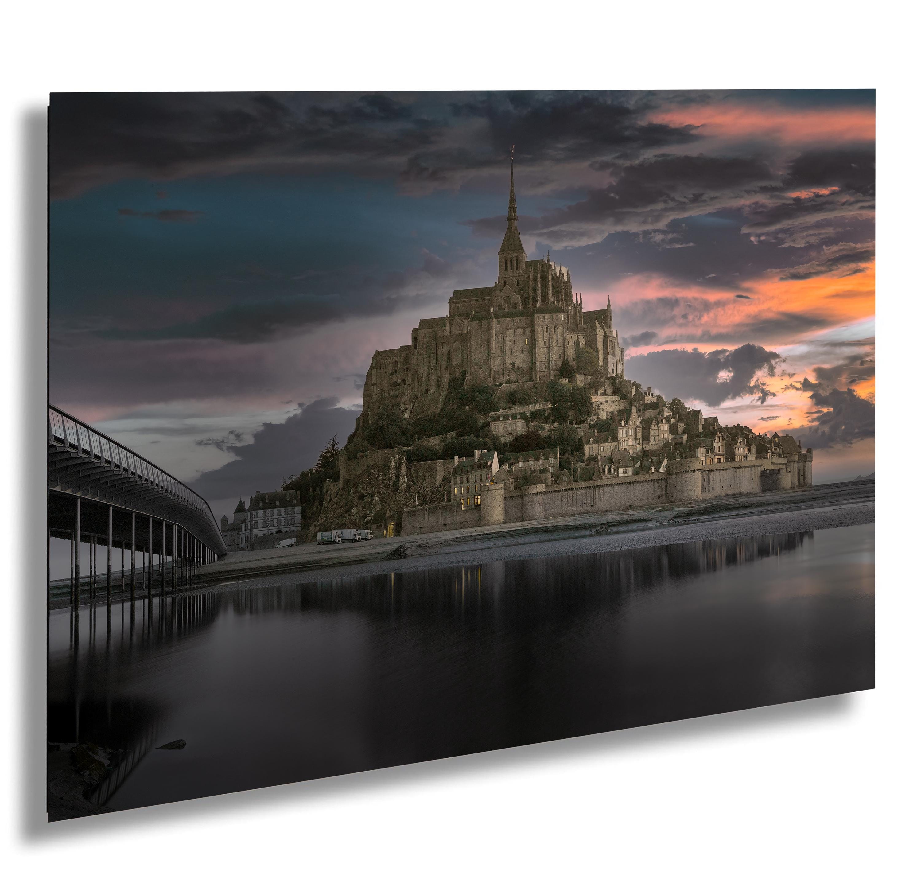 Mont-Saint-Michel Sunrise Photo Print: Normandy Fortress Wall Art