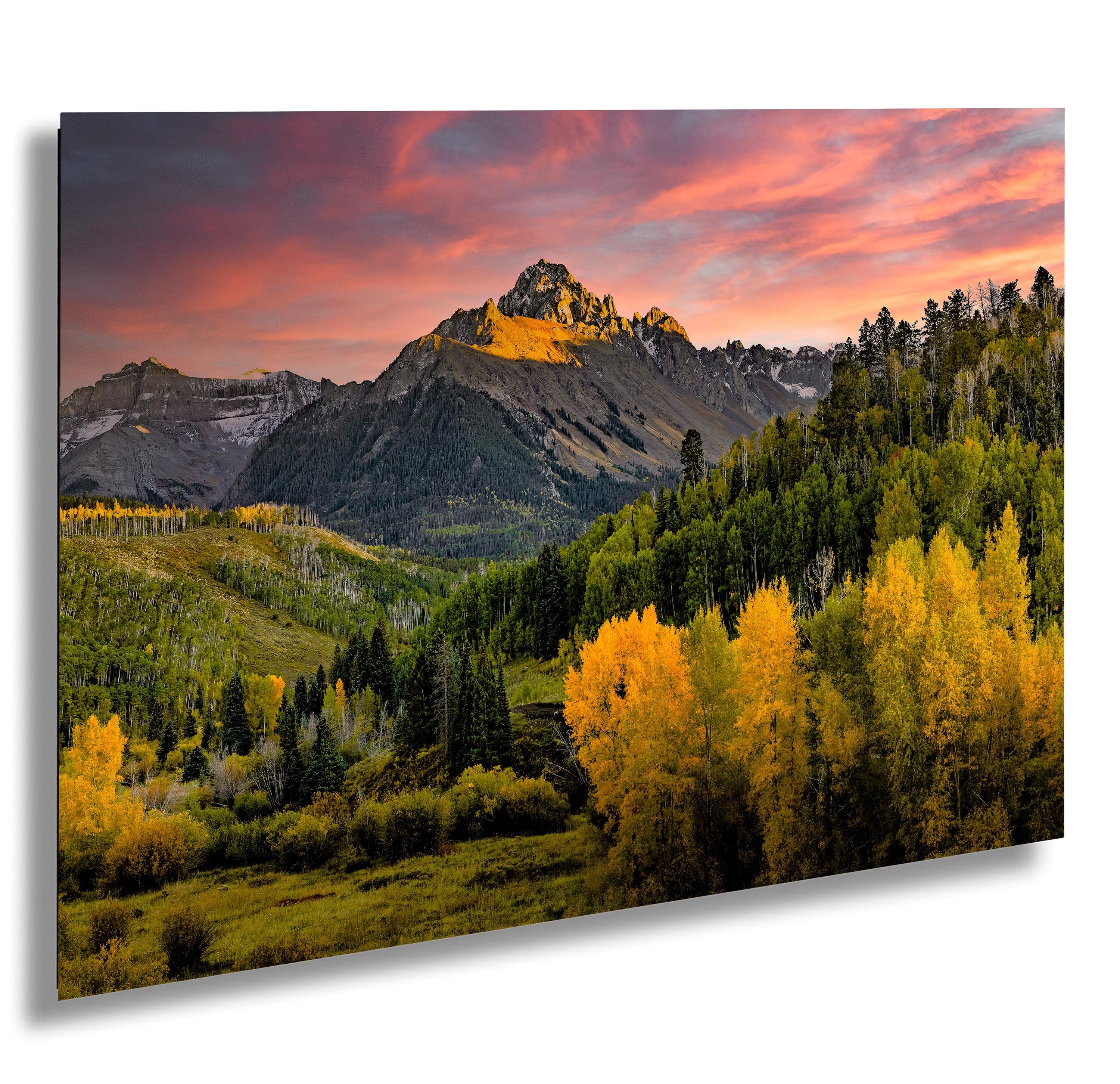 Mount Sneffels Sunrise – Colorado Fall Foliage Photography Print – Golden Aspens and Mountain Landscape Wall Art for Rustic Cabin Décor