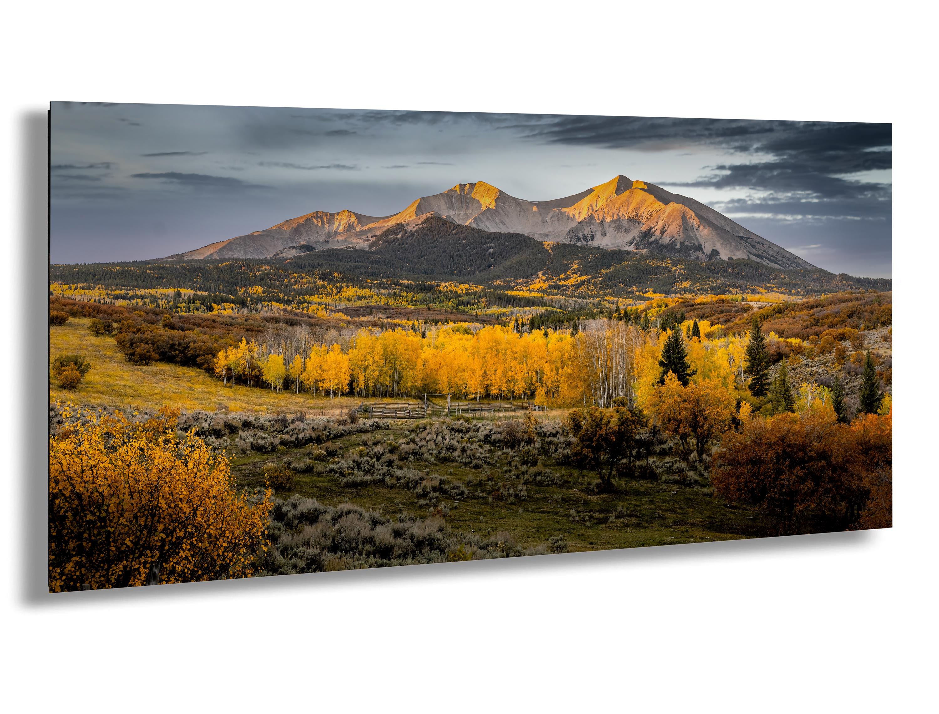 Mt. Sopris Sunrise – Aspen Colorado Fall Foliage Photography Print – Golden Aspens and Mountain Landscape Wall Art for Rustic Cabin Décor