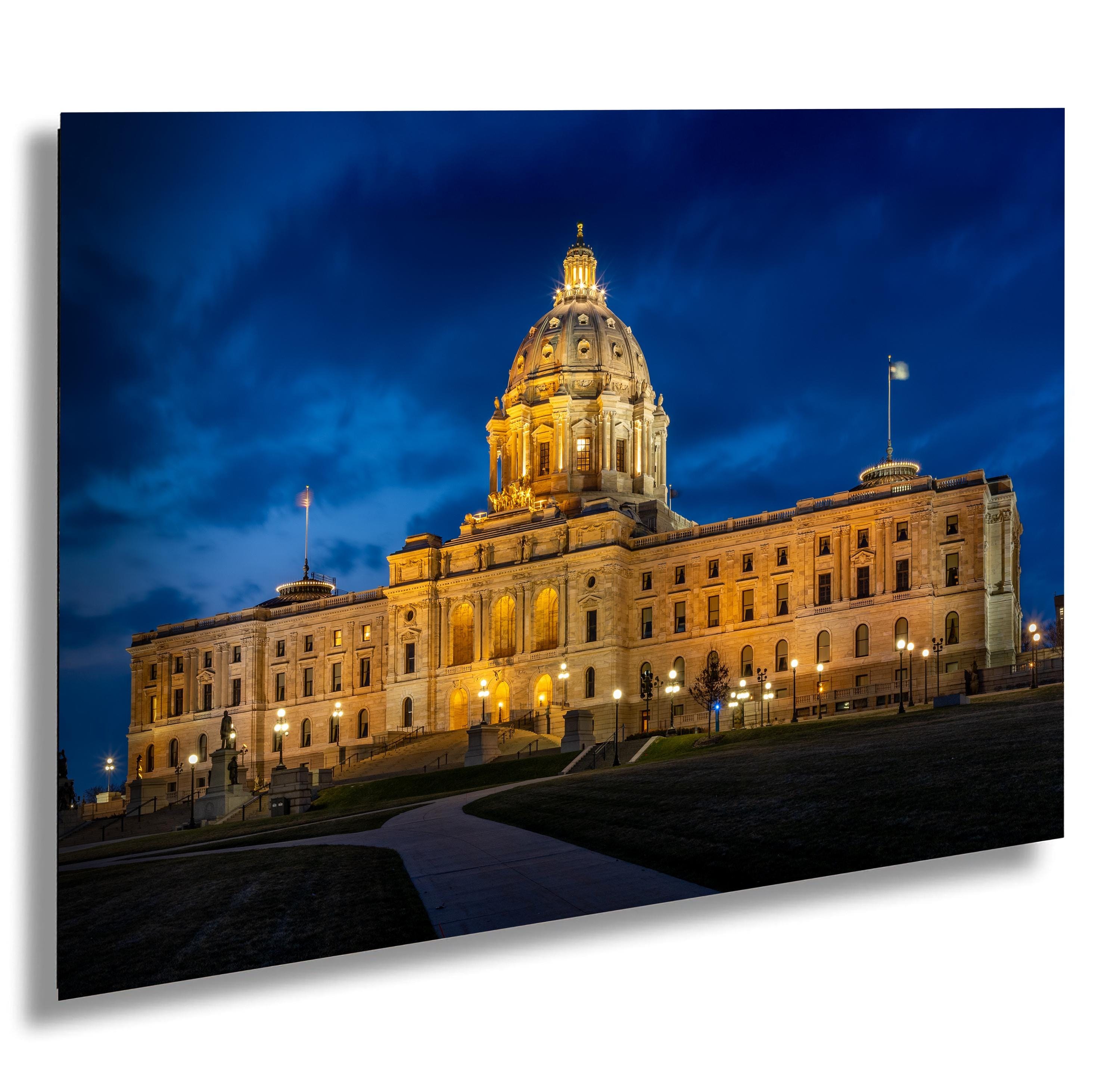 Minnesota State Capitol Wall Art – St. Paul Landmark Photography Print – Blue Hour Cityscape – Midwest Architecture Home Decor