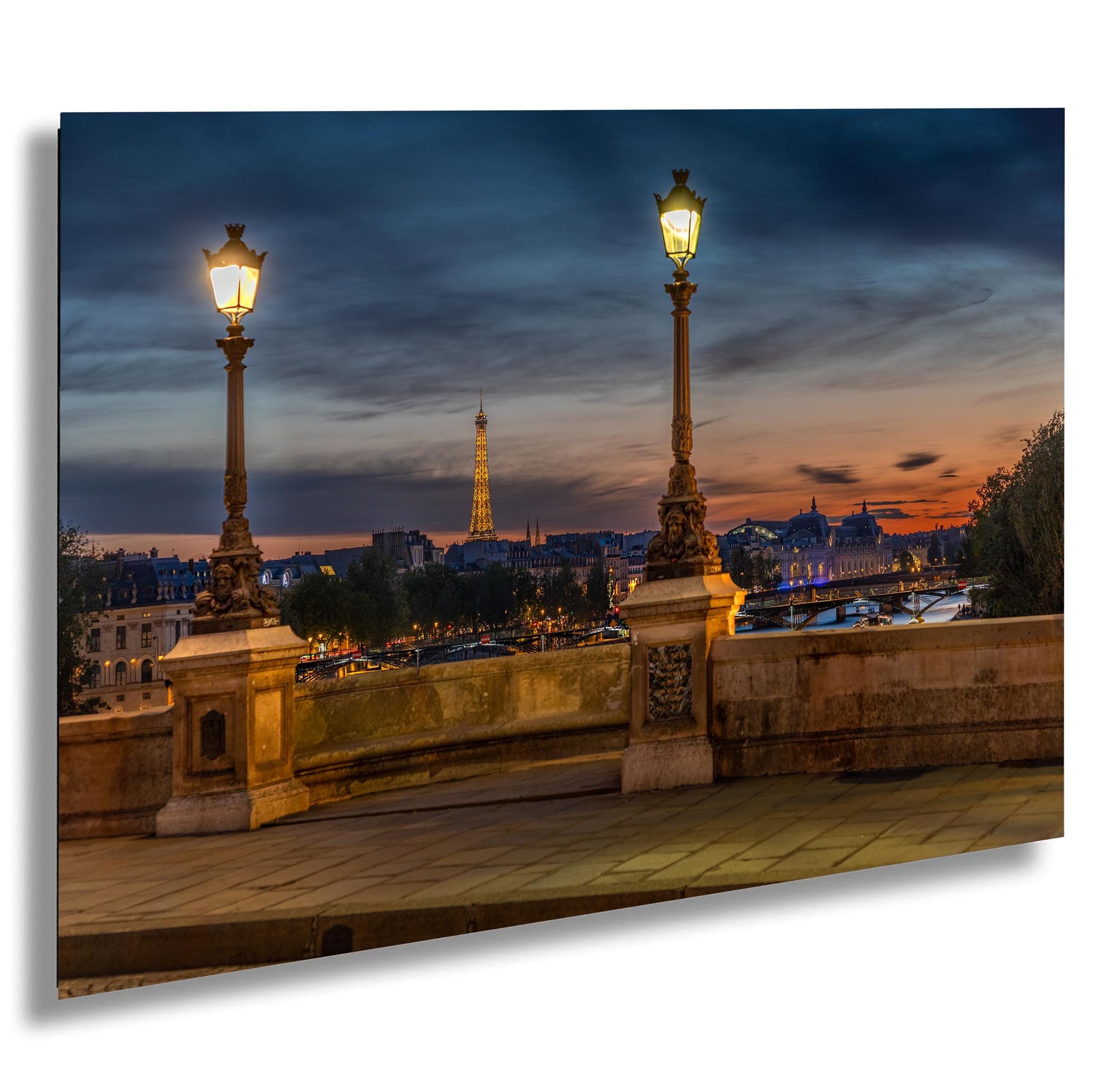 Eiffel Tower Sunset Photography from Pont Neuf, Paris Cityscape Fine Art Print