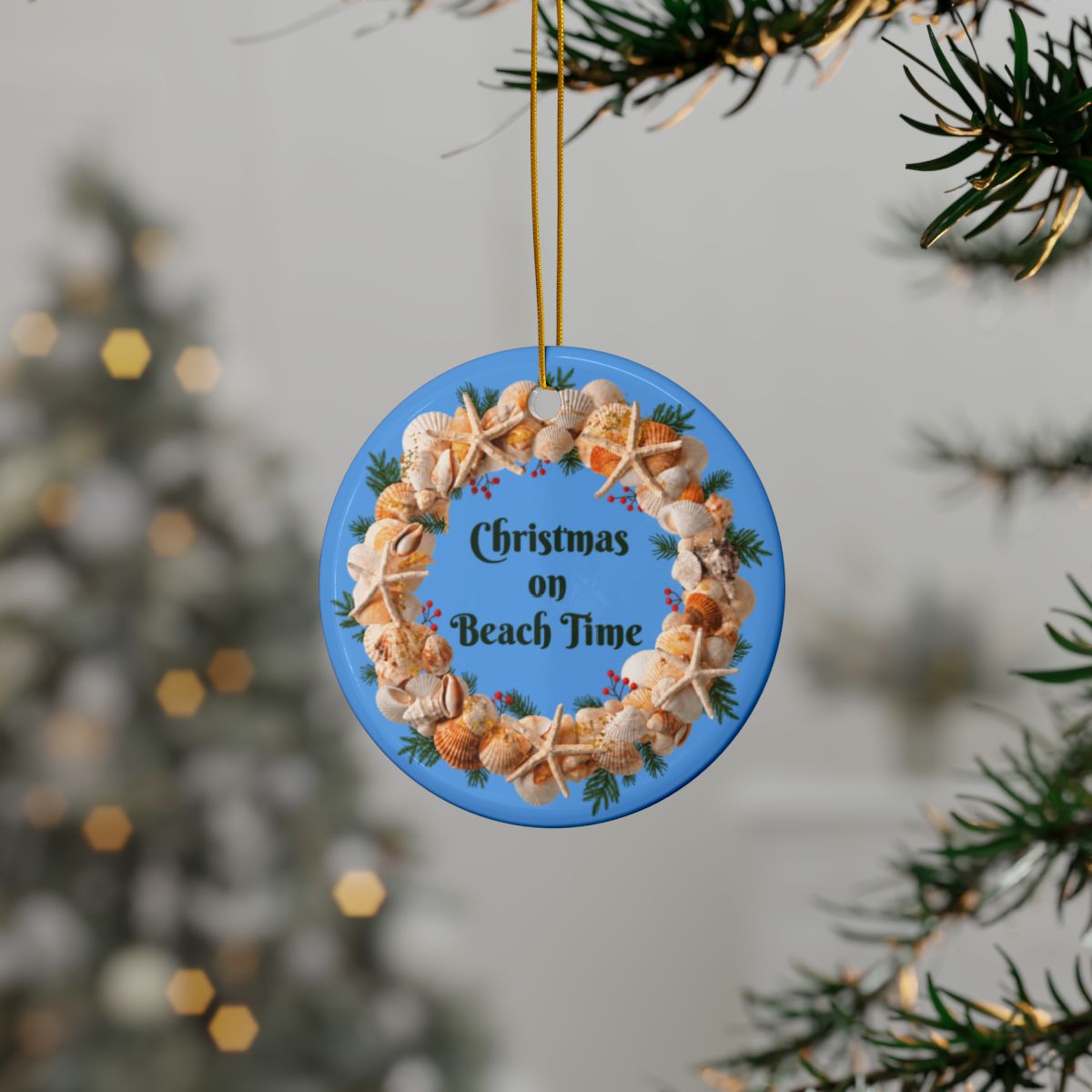 Beach Christmas Ornament, Christmas on Beach Time