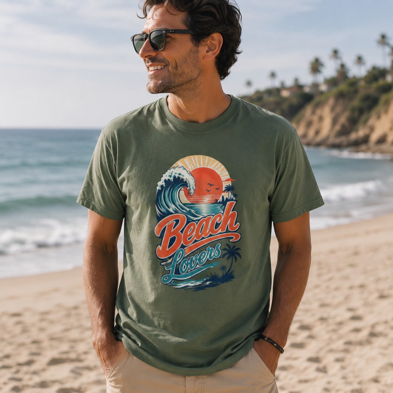 Beach Lovers Graphic T-Shirt | Retro Beach Shirt | Coastal Summer Tee | Ocean Lover Gift