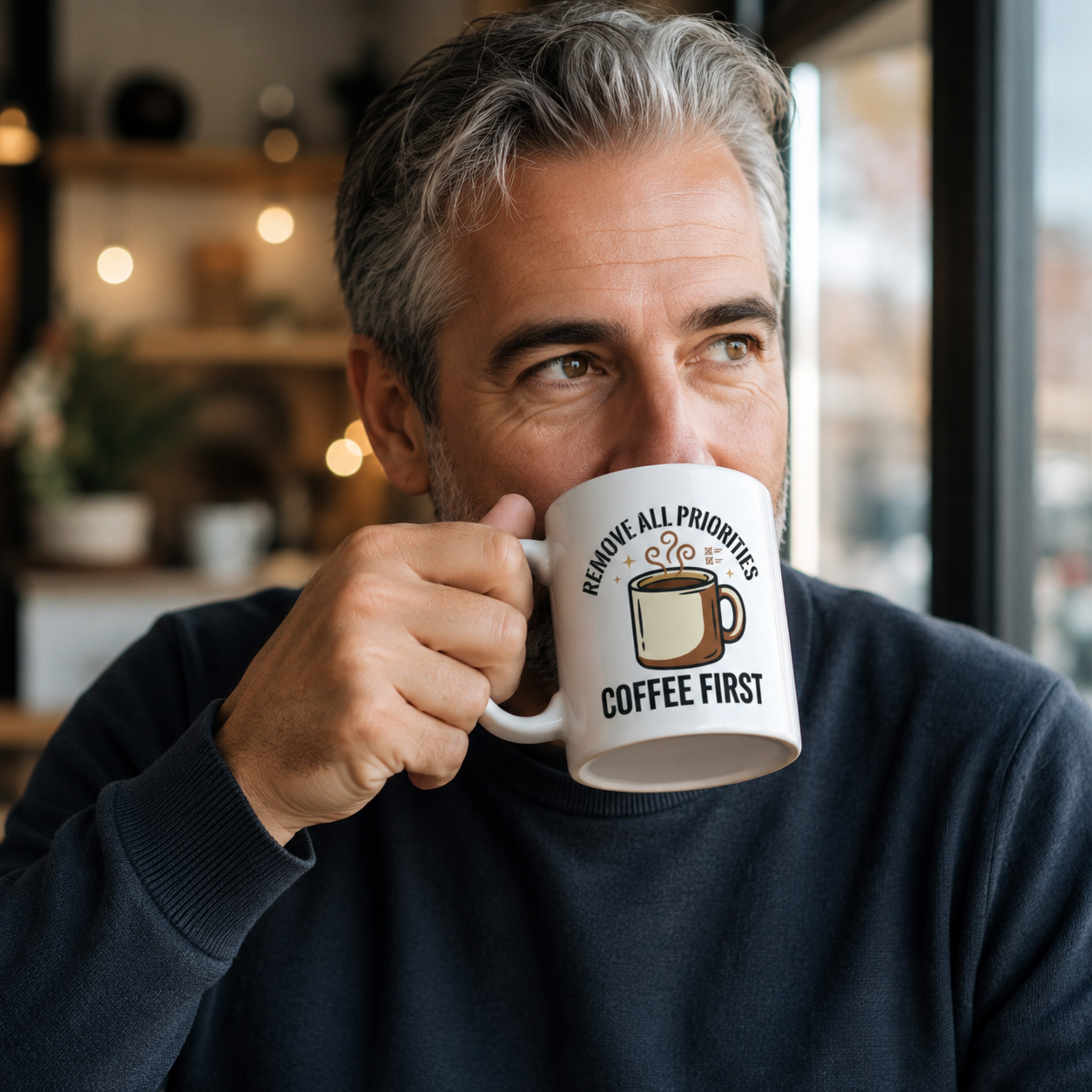 Coffee First Mug, 11 oz & 15 oz