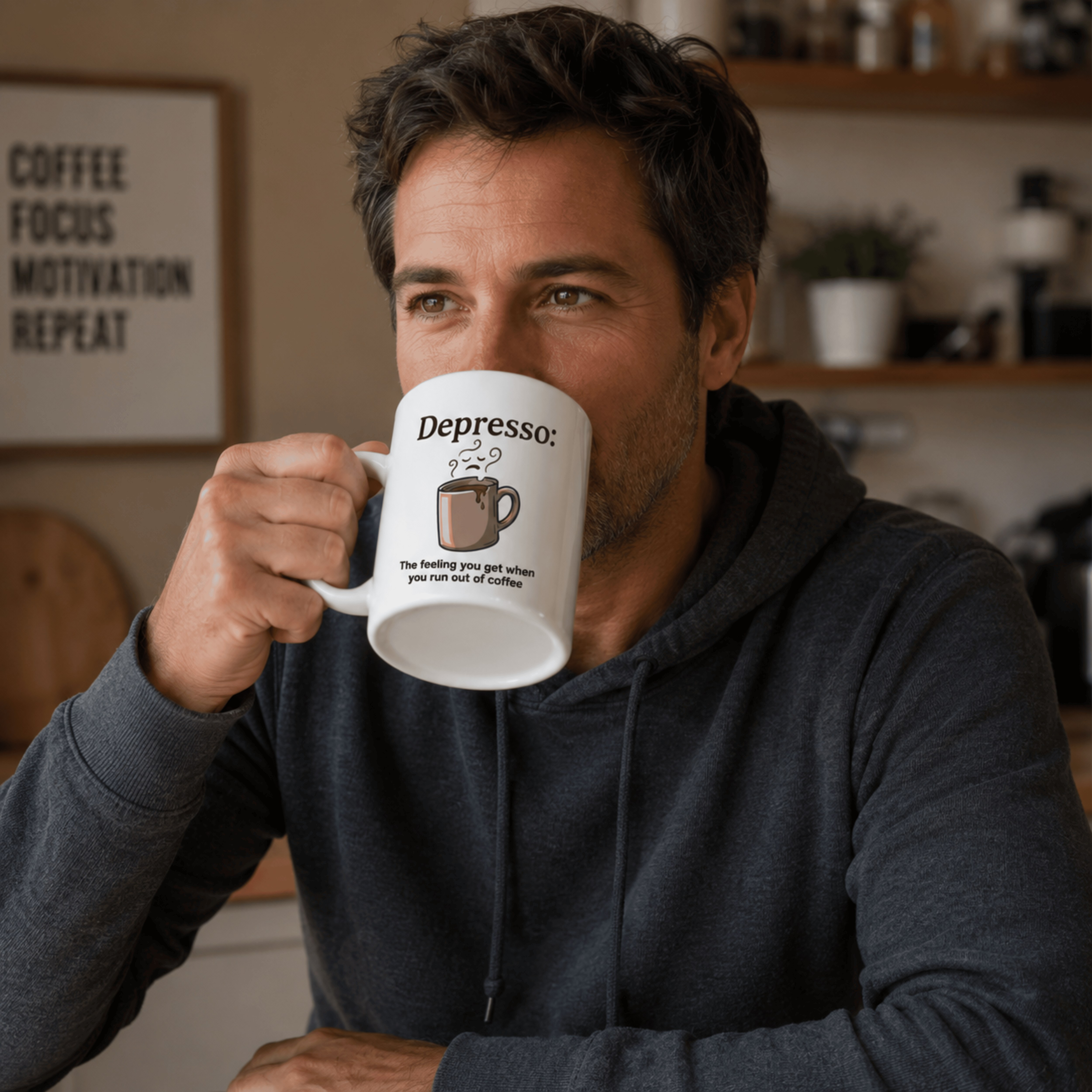 Depresso vs Espresso Coffee Mug, 11 oz & 15 oz