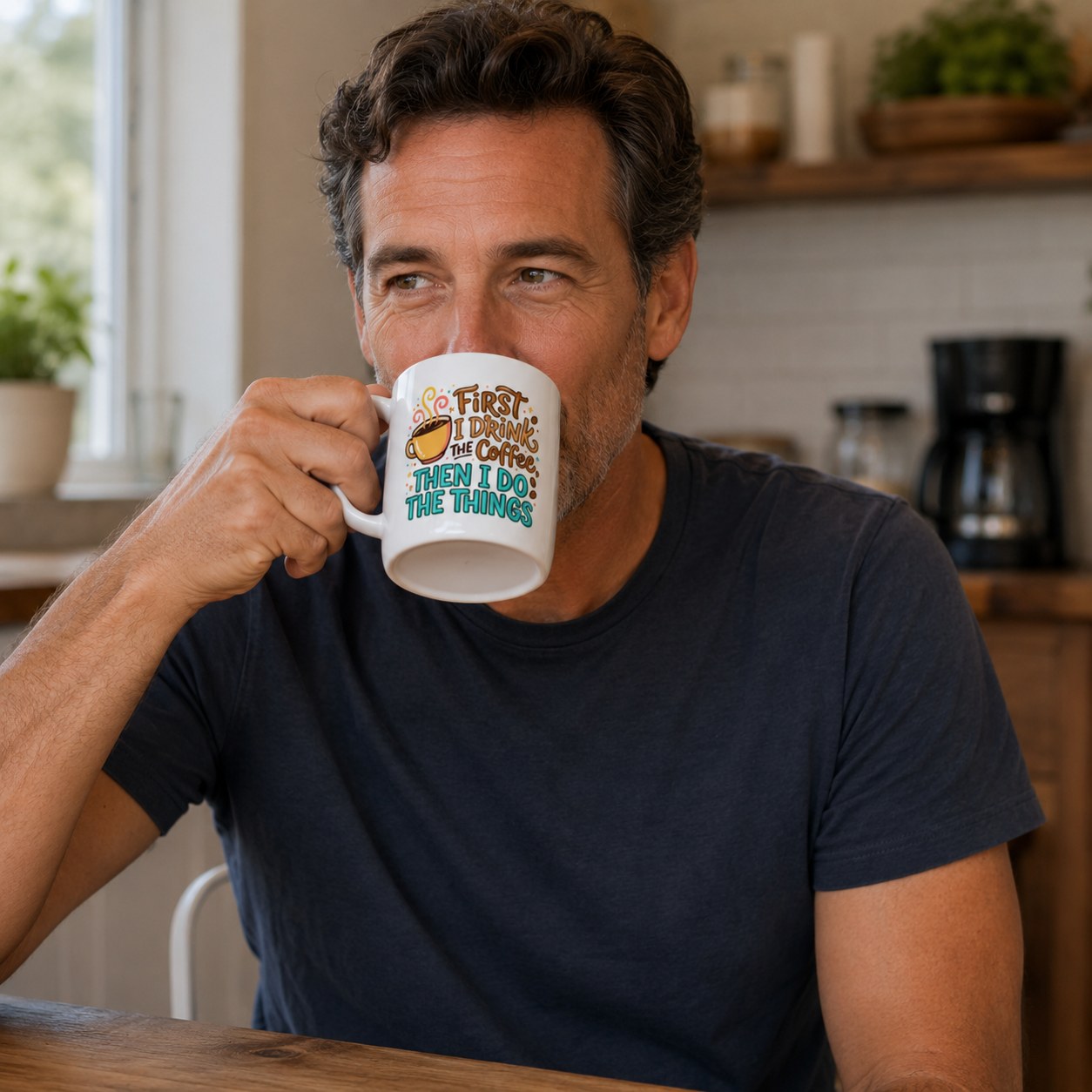 First I Drink Coffee Mug, 11 oz & 15 oz