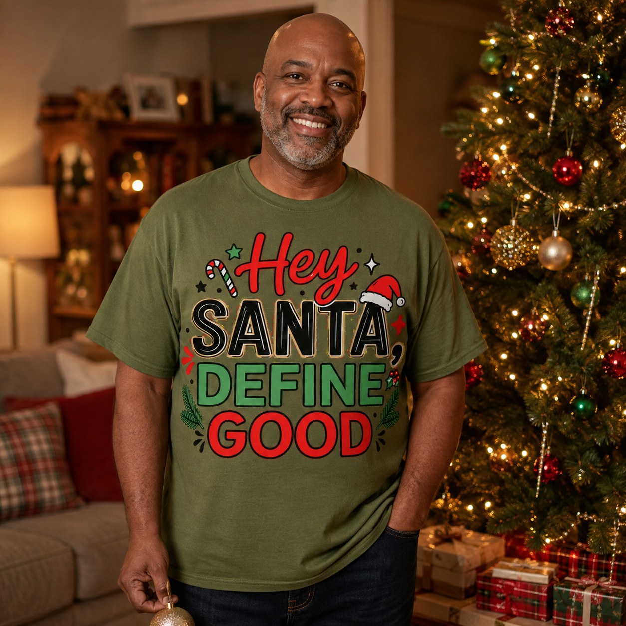Hey Santa Define Good Funny Holiday T-Shirt