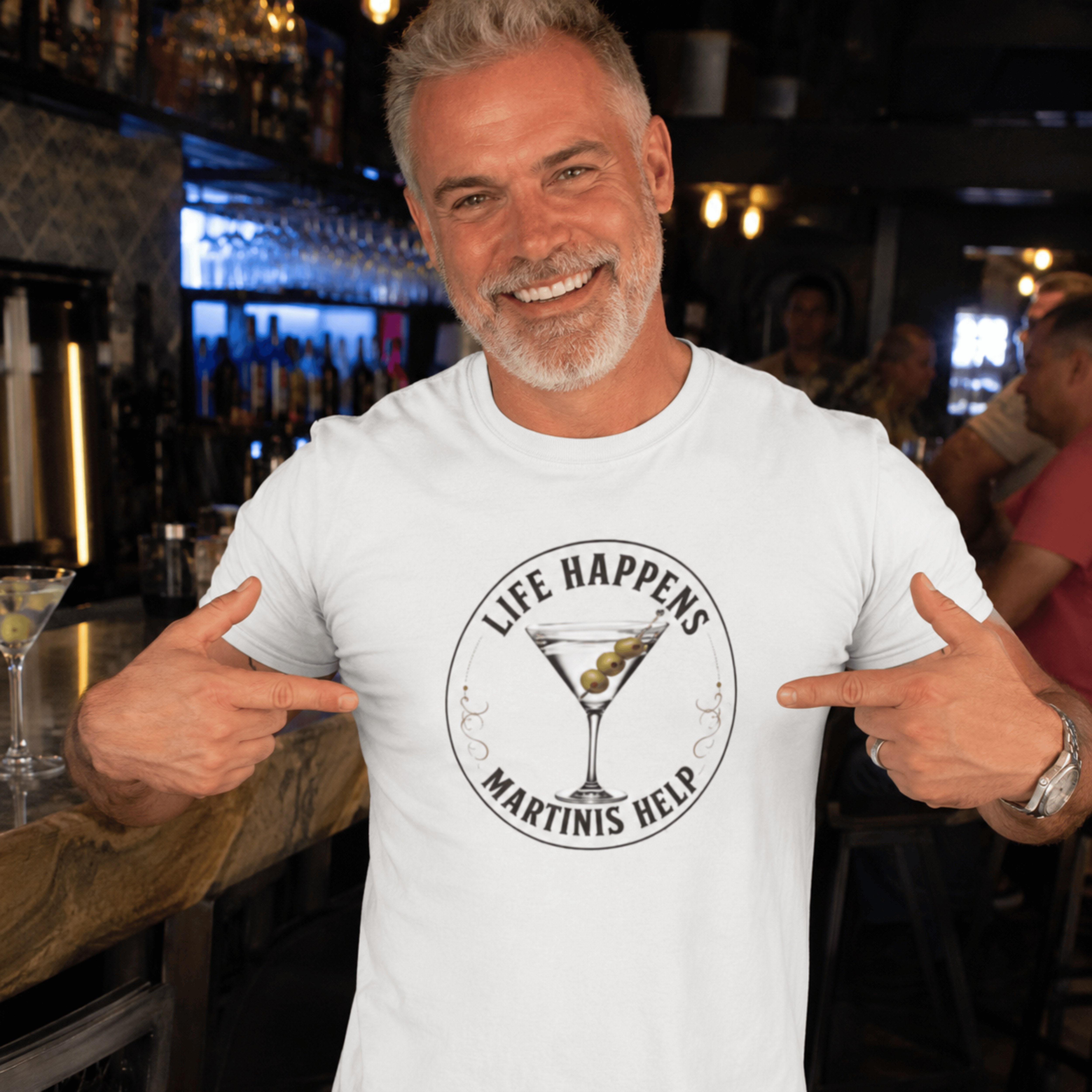 Martini Lover Tee, Life Happens Martinis Help Shirt, Funny Cocktail Unisex T-shirt, Happy Hour Tee, Brunch Drinking Gift, Dirty Martini