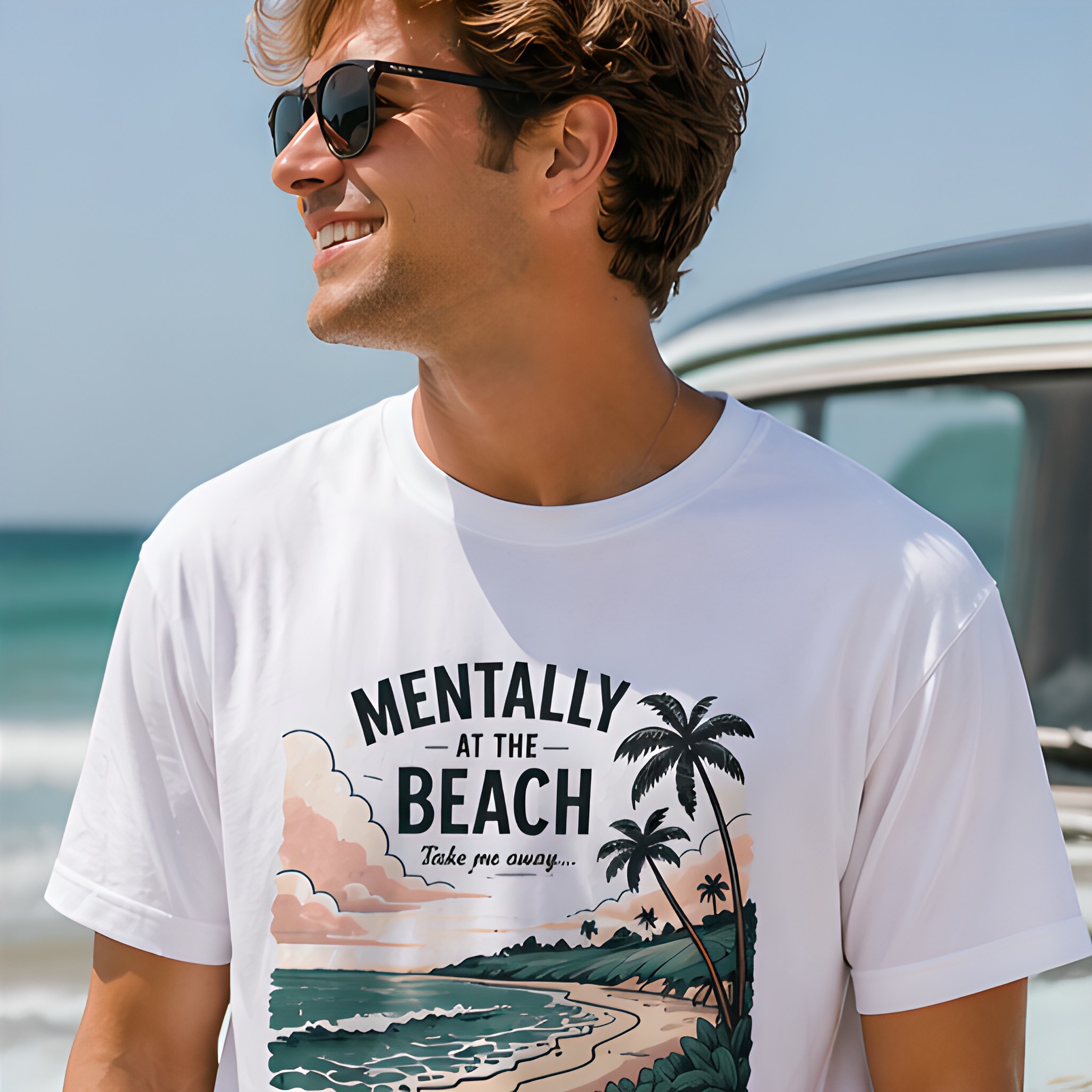 Mentally at the Beach T-Shirt | Beach Vacation, Ocean Lover, Summer Coastal Vibes