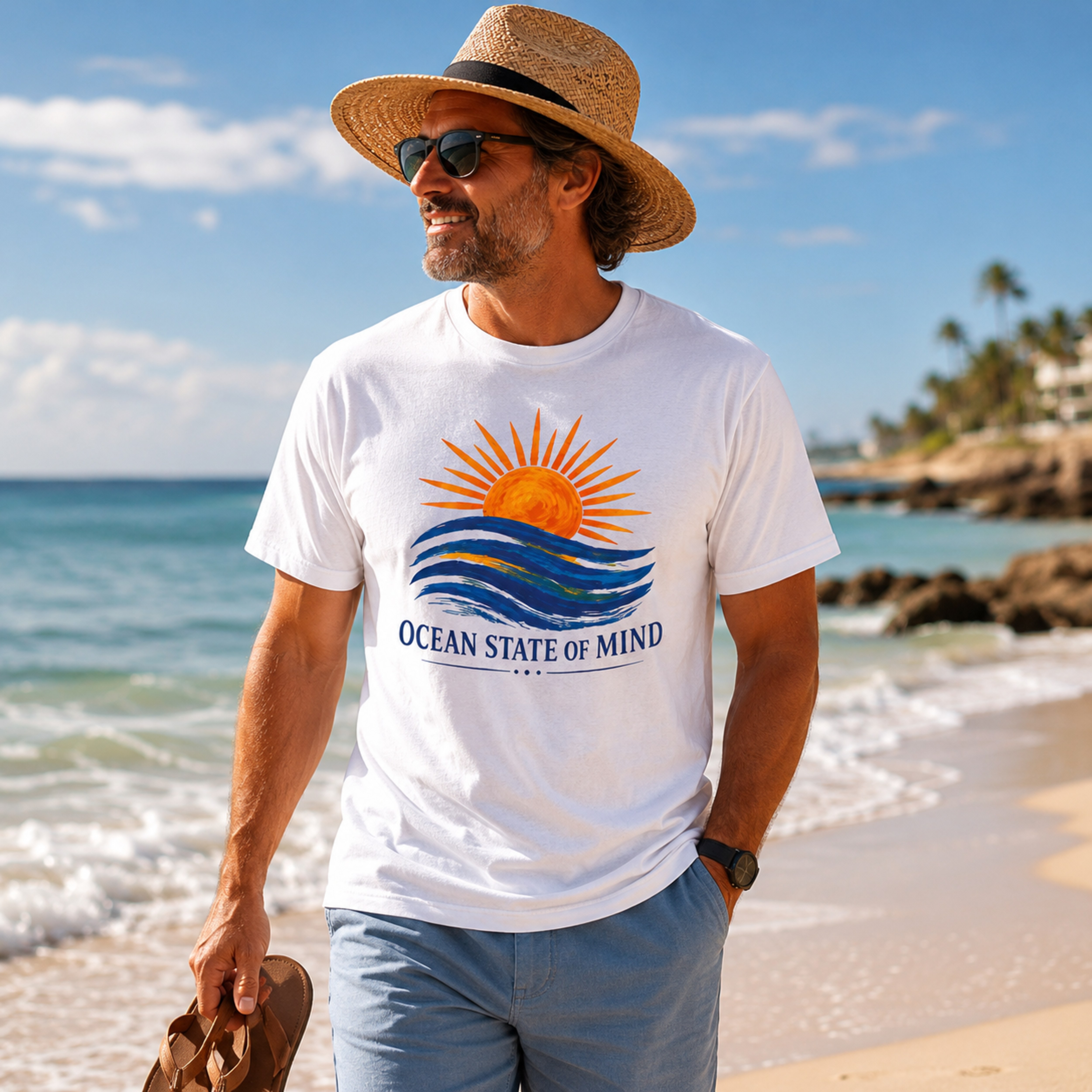 Ocean State of Mind T-Shirt – Sunrise Waves Graphic Tee