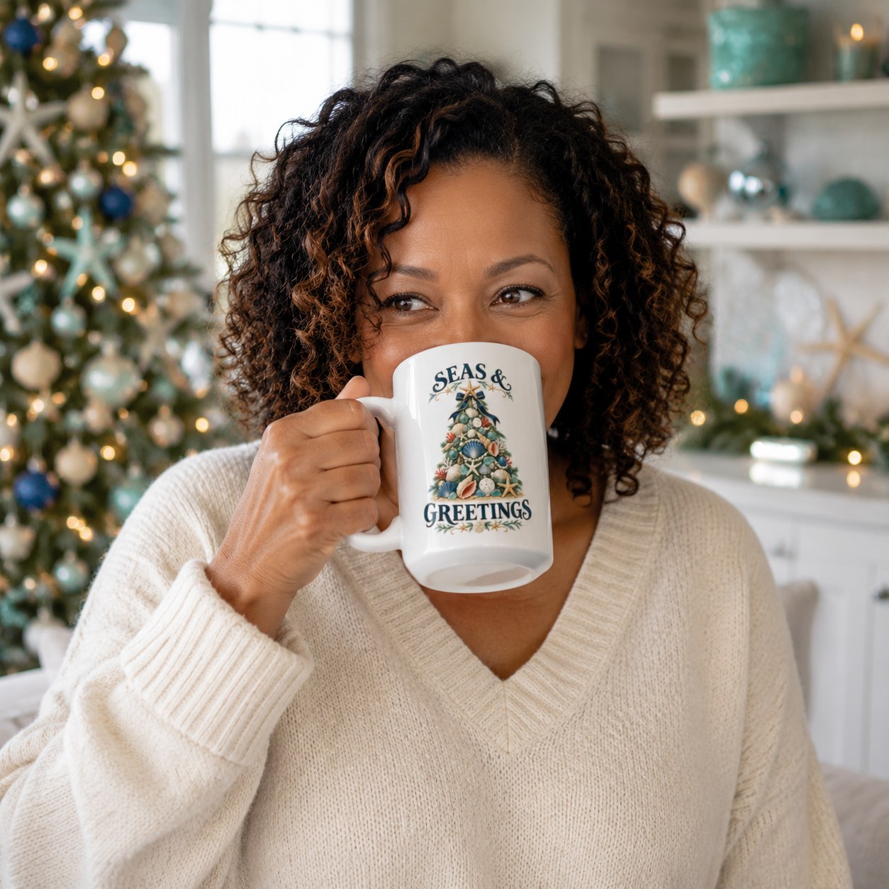 Seas & Greetings 15 oz Nautical Coastal Christmas Mug