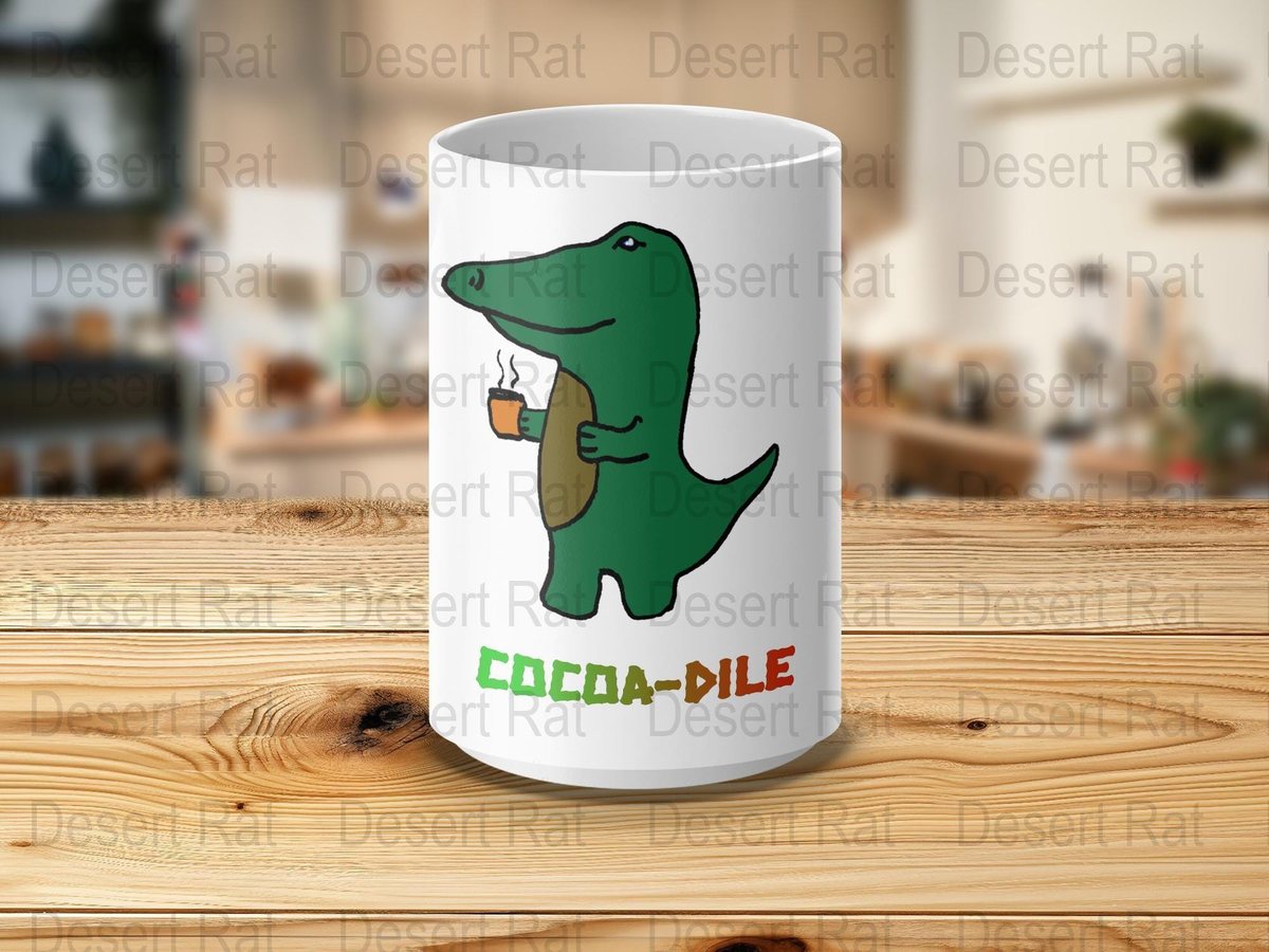 Cocoa-Dile Coffee Mug, Quirky Alligator Dinosaur Lover Gift