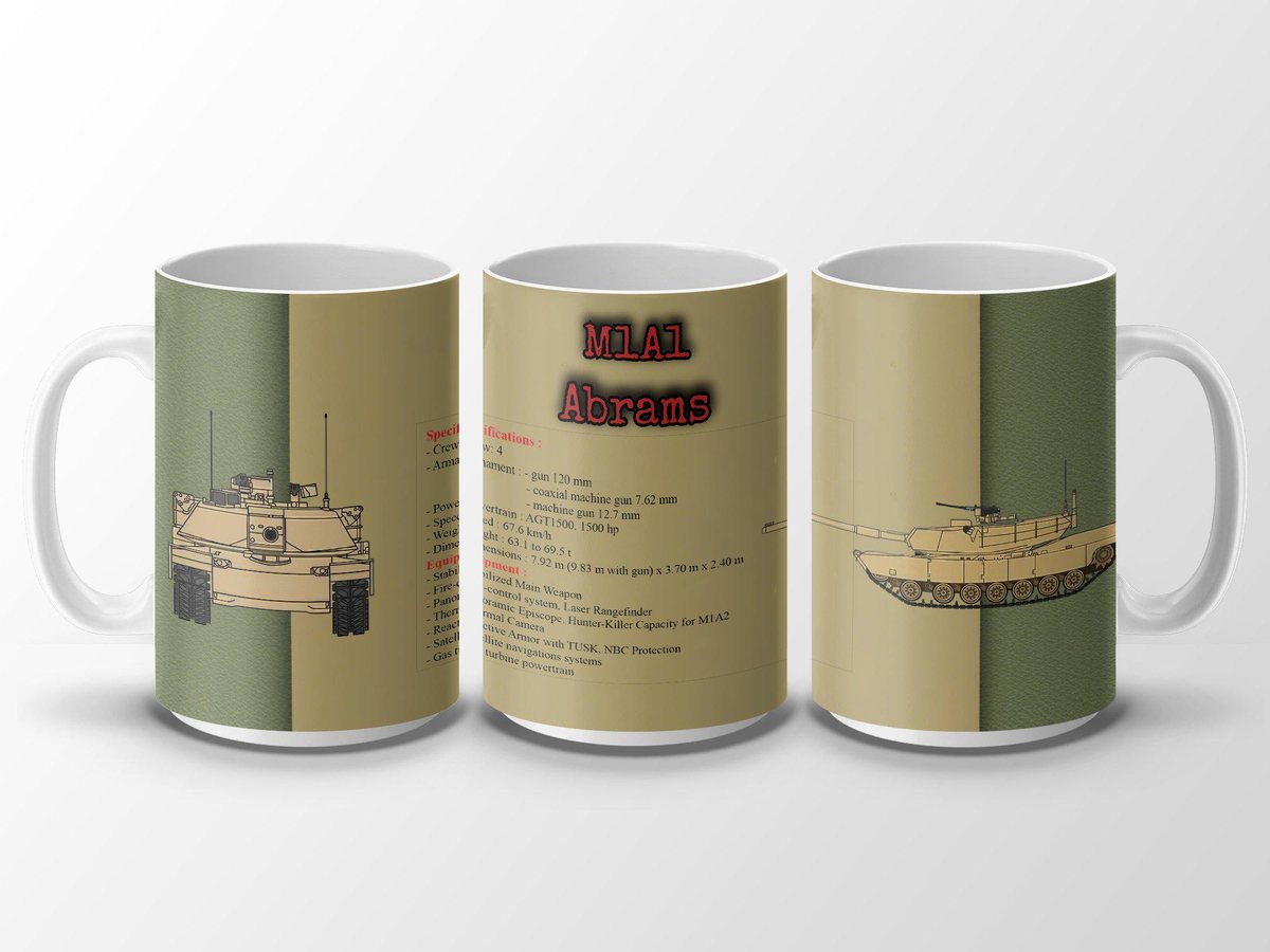 M1A1 Abrams Tank Mug: Army Vehicle Art Coffee Mug