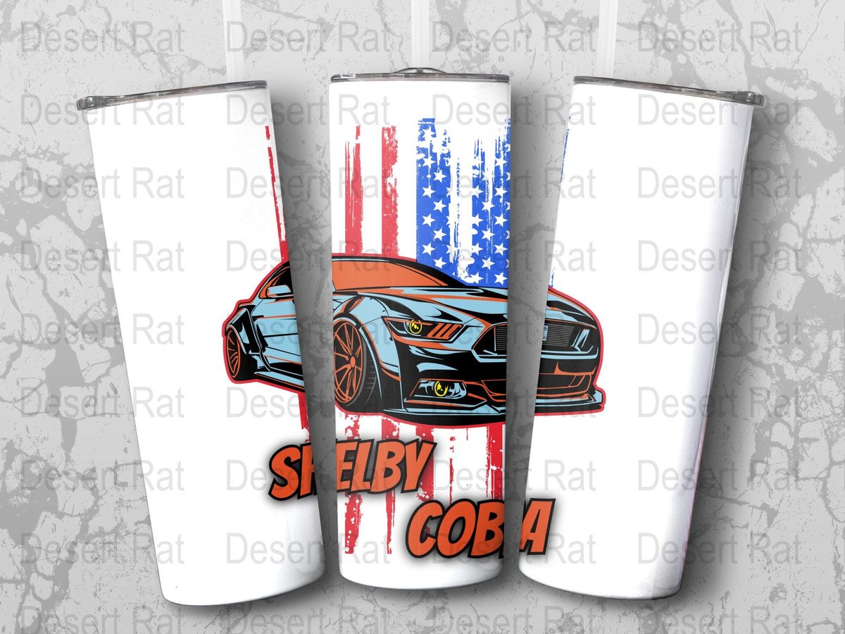Shelby Cobra Mustang Art: American Flag Background (Digital Download)