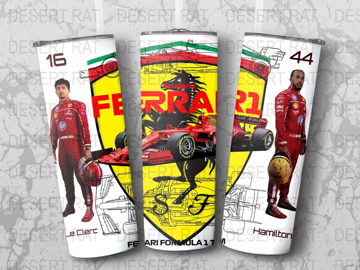 Ferrari F1 Racing Car Poster: LeClerc & Hamilton (Digital Art Print)