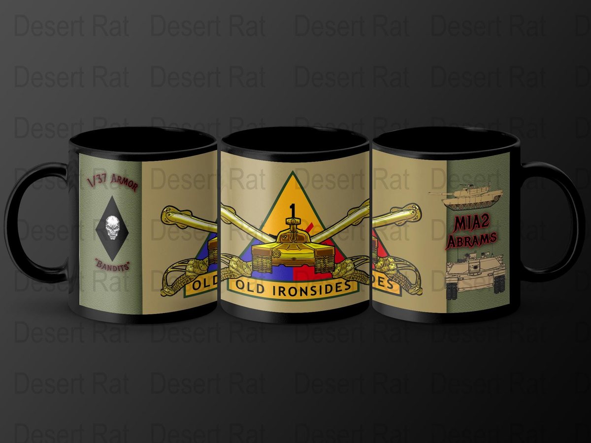 1 37 Armor Bandits Mug: Old Ironsides & MIA2 Abrams Tank