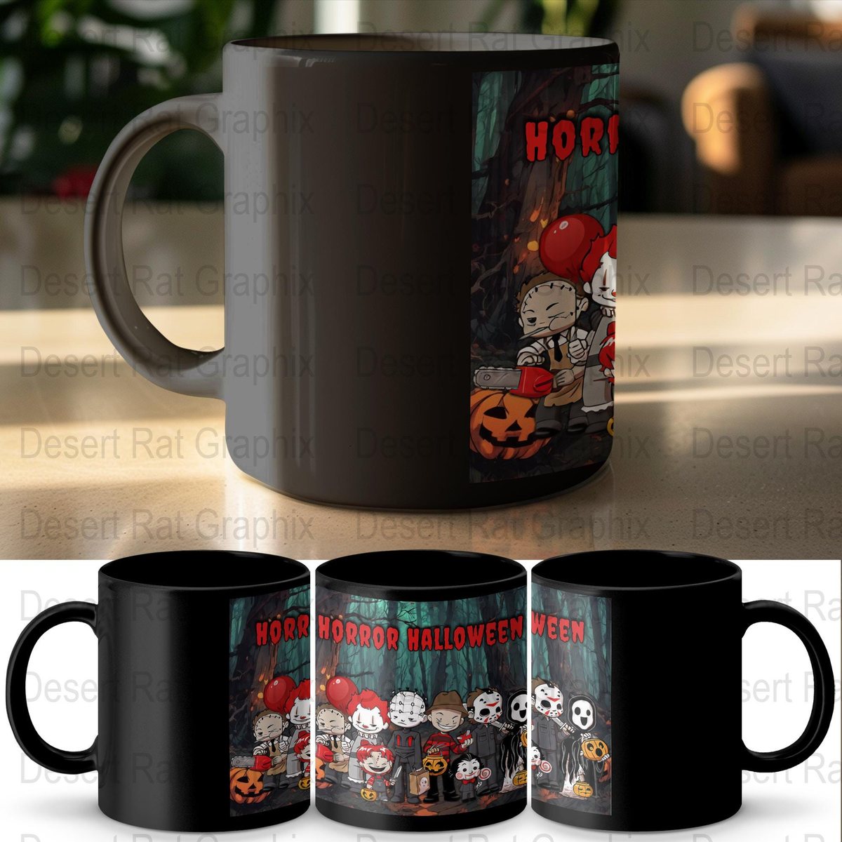 Cartoon Horror Movie Character Mug: Spooky Halloween Tumbler