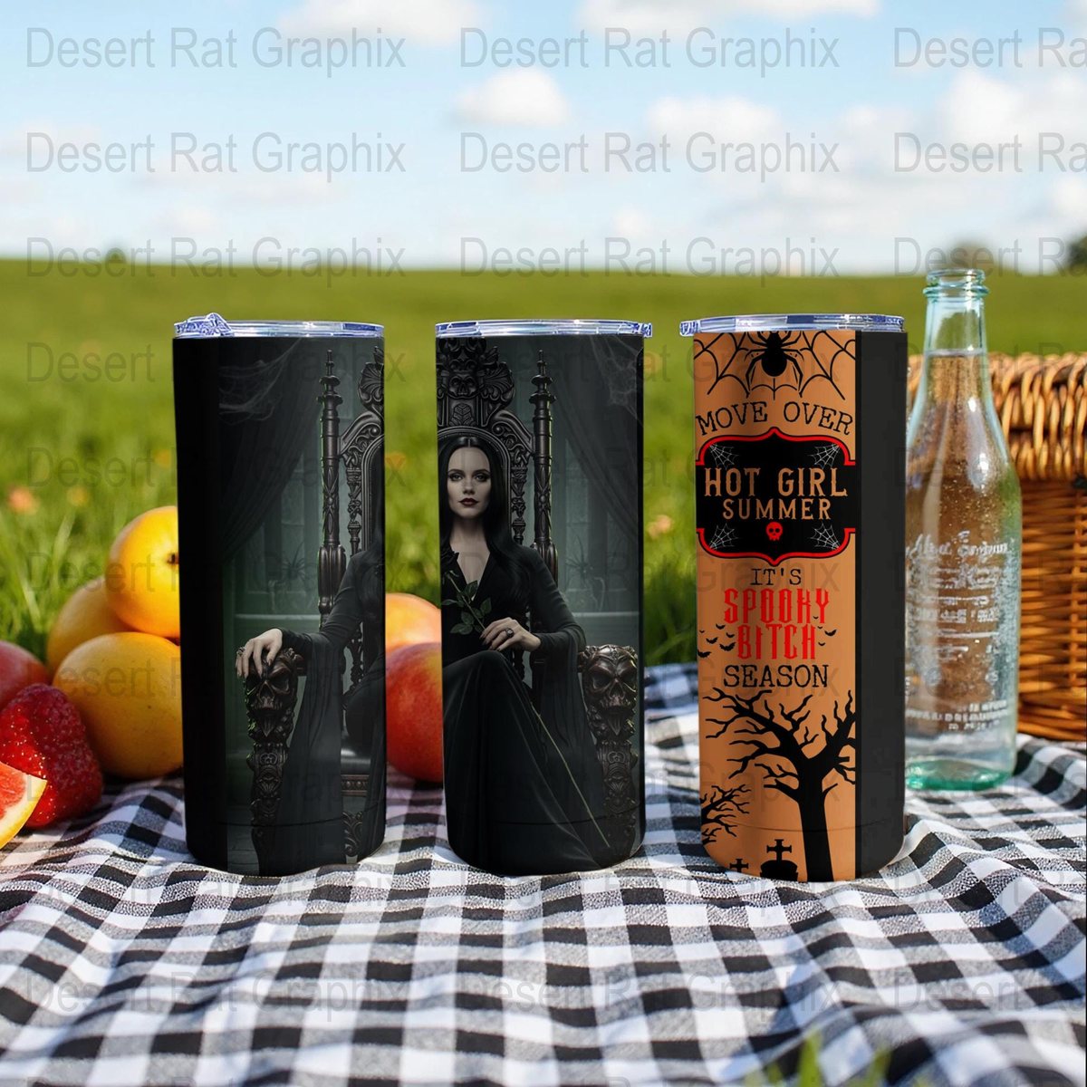Morticia Addams Spooky Season Tumbler, Goth Halloween Mug