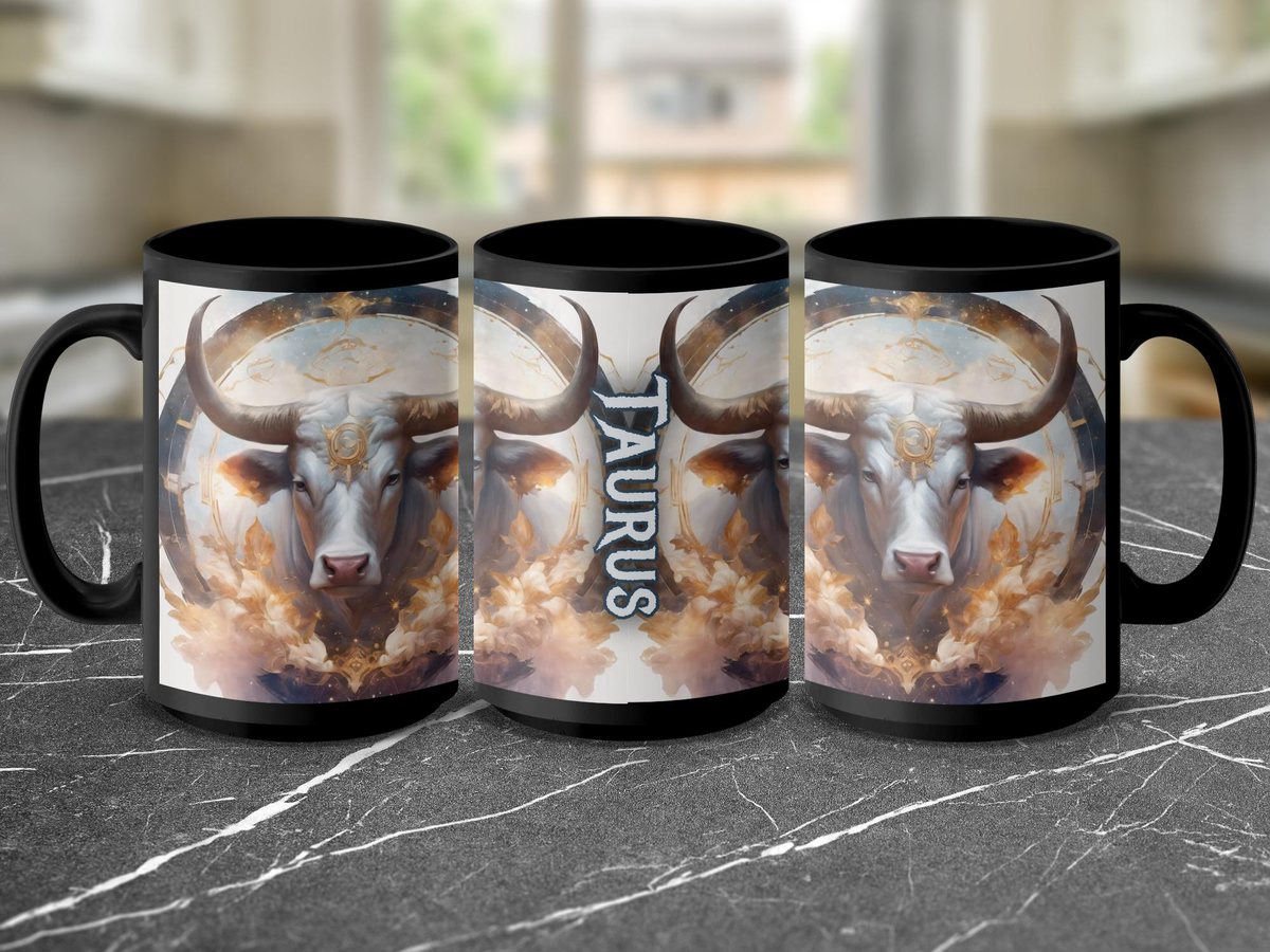 Taurus Zodiac Mug: Celestial Bull Astrology Art Coffee Cup