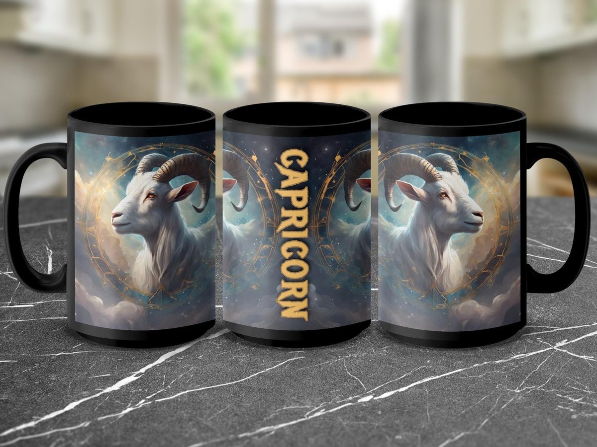 Capricorn Zodiac Mug: Celestial Goat Constellation Art
