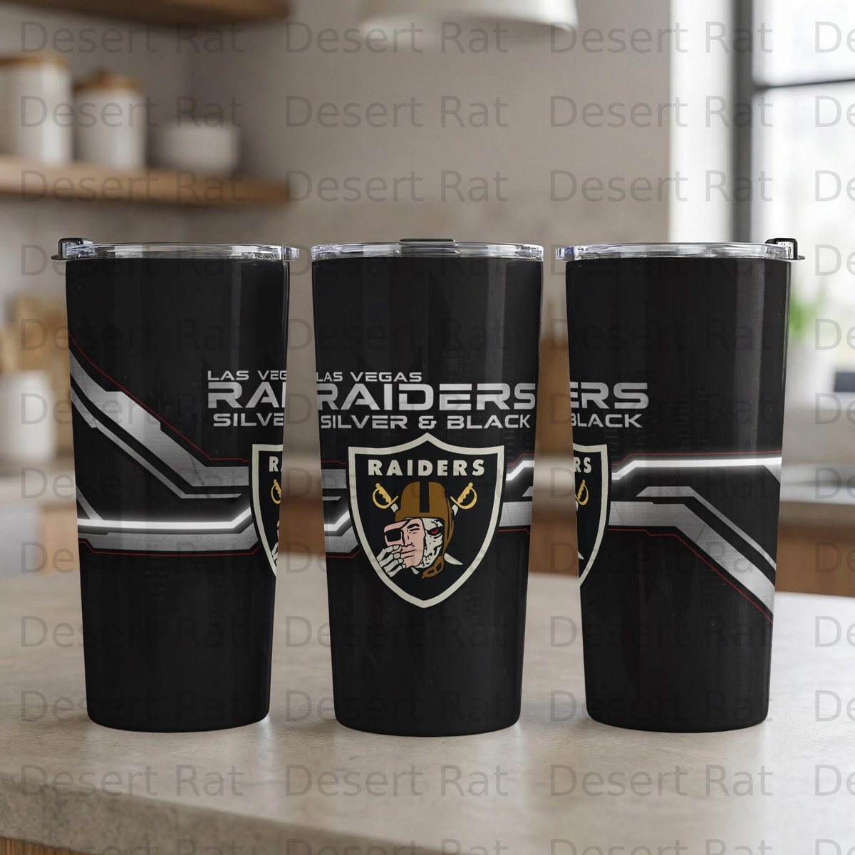 Las Vegas Raiders Tumbler, Silver and Black, Football Fan Gift