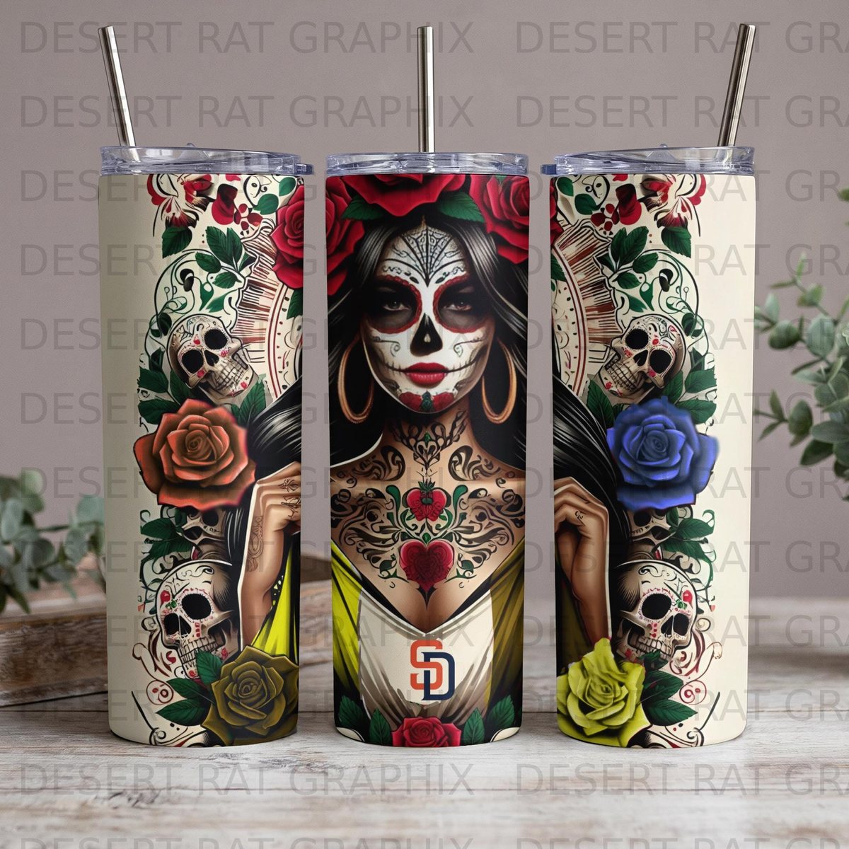 San Diego Padres Calavera Catrina Art Print, Sugar Skull Woman PNG (Digital Download)