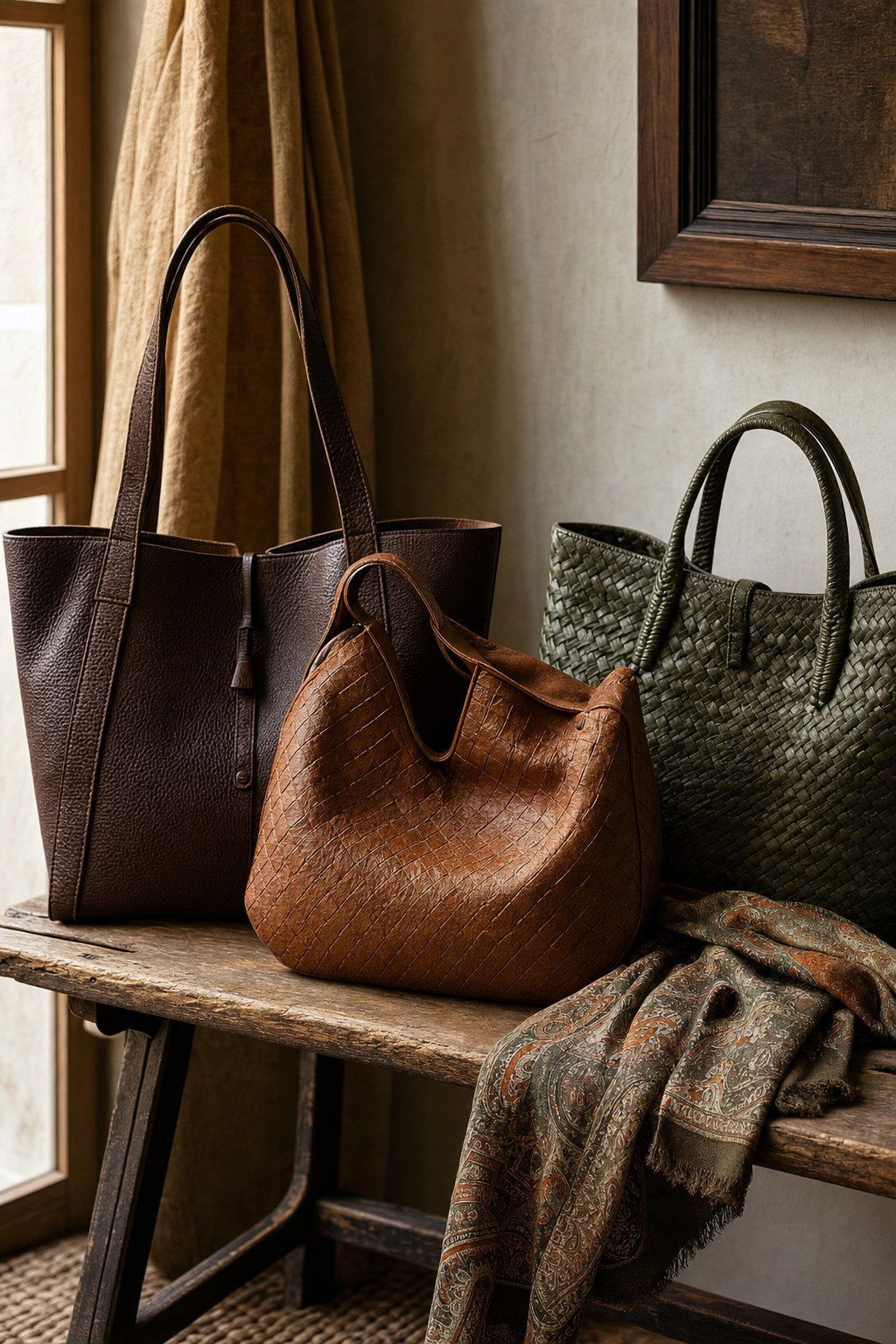 Purses & Totes styled in an editorial boutique setting