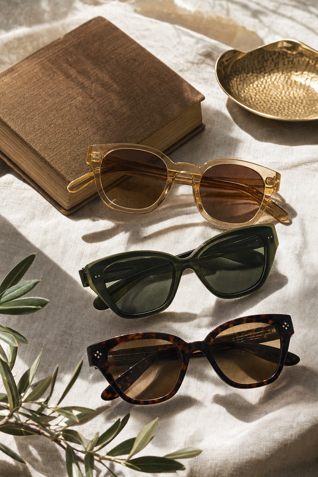 Sunglasses styled in an editorial boutique setting