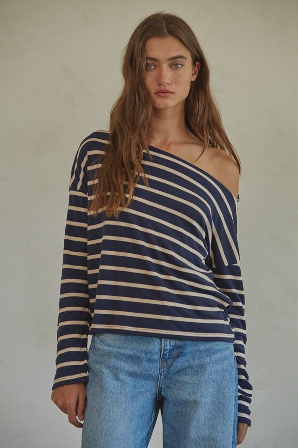 Long Sleeve Navy & Cream