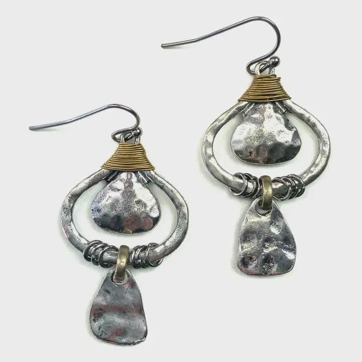 Wrapped Collage Dangle Earrings with Dangle