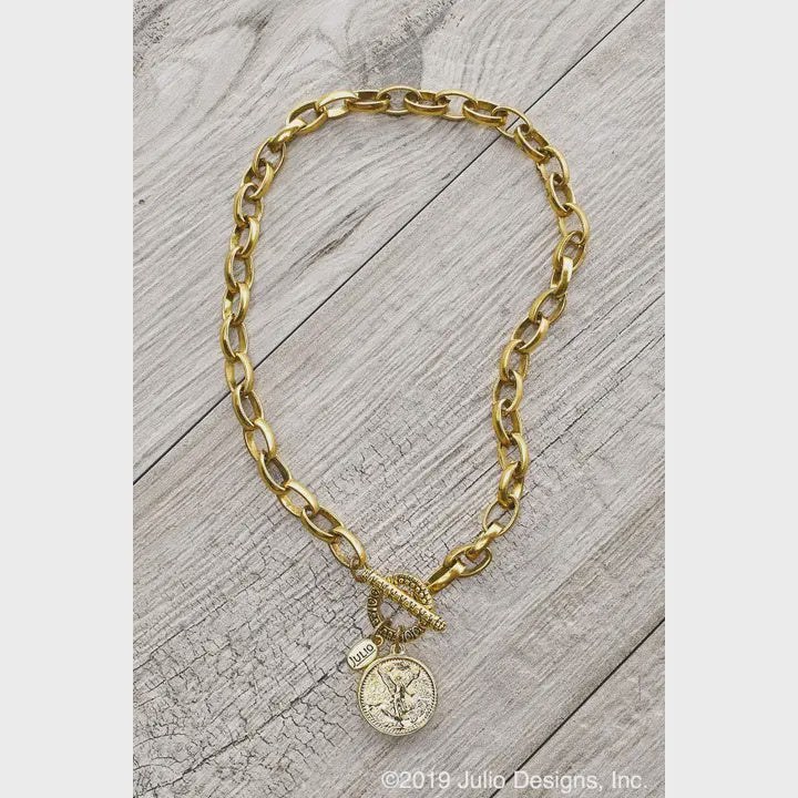 Answer Thick Cable Chain Necklace with Winged Victory Coin