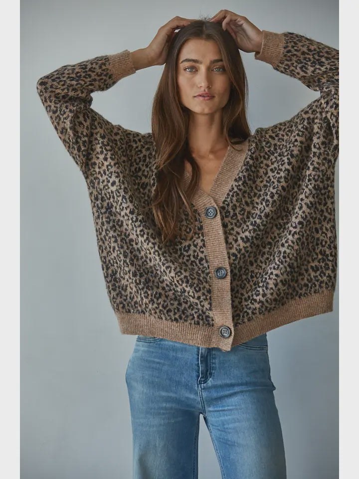 V-neck Animal print Cardigan