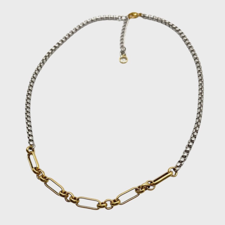 Two Tone Mixed Metal Chain Necklace