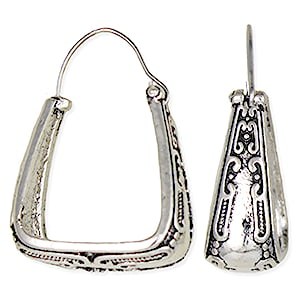 Vintage Rectangle Silver Hoop Earrings