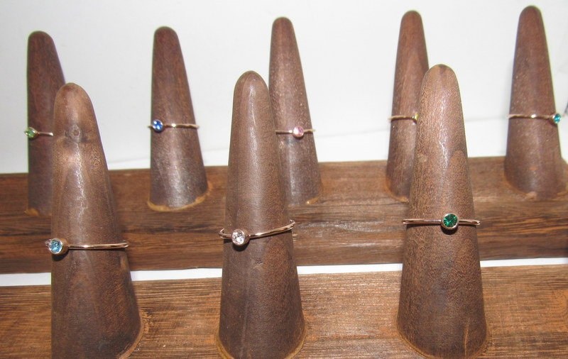 Rose gold Kids birth stone ring, skinny stacking rings , personalized birth month ring, birthstone stacking ring, view 6