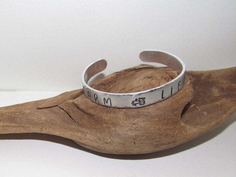 Farm life cuff bracelet , Personalized Adjustable stamped cuff bracelet, inspiration cuff, adjustable cuff stamped jewelry, boho cuff, view 5