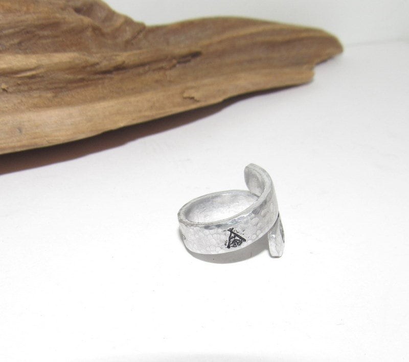 Western Personalized Adjustable stamped ring, inspiration rings, adjustable silver ring, stamped jewelry, boho mountain ring, view 5