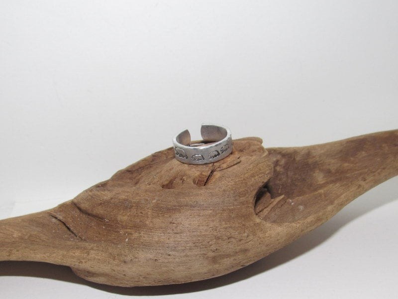 Mama bear ring, Adjustable stamped ring, bear ring aluminum ring, inspiration rings, adjustable silver ring, stamped jewelry,, view 8