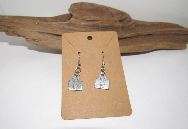 pig earrings, dangle drop earrings, farm animal jewelry, farm life jewelry , personalized earrings , stamped jewelry, bff cow lover gift, view 9